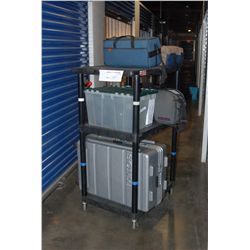 1 Lot of 4Pcs - Luxor AV Rolling Cart, Monitor Support Arm, Music Stand, Portable Easel