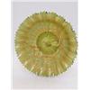 Image 1 : A CARNIVAL GLASS BOWL, Peacock on the Fence, marigold on aqua, diameter 22cm and a marigold foote...