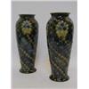 Image 1 : A PAIR OF ROYAL DOULTON STONEWARE VASES, c.1900, mottled blue green with peacocks eye floral moti...
