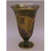 Image 1 : A WEDGWOOD LUSTRE TRUMPET VASE, mottled green, gilt dragon and pagoda design, height 22cm (restor...