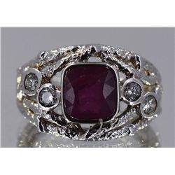 Nat. Ruby W/ Diamond Ring