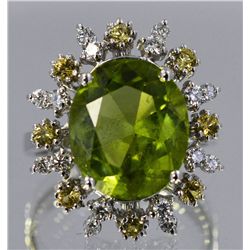 Peridot, Yellow Sapphire, Diamond Ring