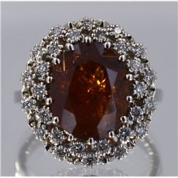 Nat Hessonite W/ Diamond Ring