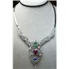 Image 1 : Emerald, Ruby, Sapphire Diamond Necklace