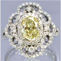 Nat Fancy Yellow Diamond w/ Diamond Elegant Ring