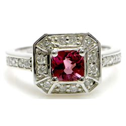 Natural Pink Sapphire 1.81ct w/ 1.24cttw Diamond 14kt White Gold Ring