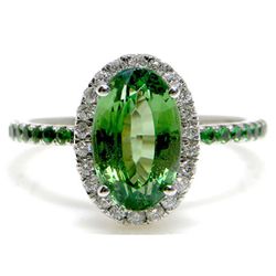 Natural Tsavorite 3.77cttw w/ Diamond 14kt White Gold
