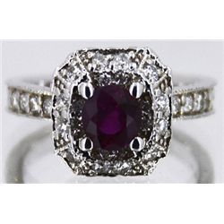 Natural Ruby 1.71cttw w/ Diamond 14kt White Gold
