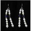 24.00CTW 1.5in. WHITE&BLUE FRESHWATER PEARL HOOK EARRIN