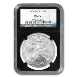2008 Silver American Eagle (NGC MS-70) (Retro Black Ins