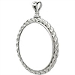 Sterling Silver Screw Top Rope Polished Coin Bezel - 38