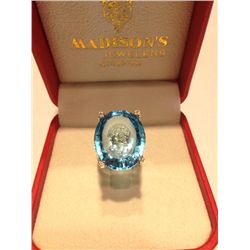 Ladies 14K Blue Topaz Ring