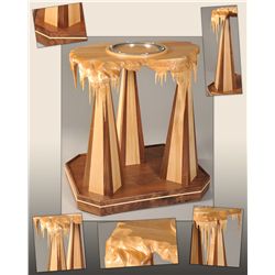 Handmade Walnut and Maple Display Pedestal