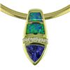 Image 1 : 14K Gold Tanzanite and Australian Opal Pendant with Diamonds