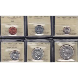 Lot of Six 1952 Graded Coins