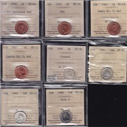 Lot of Eight ICCS Graded Coins