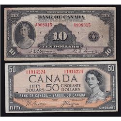 Lot of Two Bank of Canada Notes