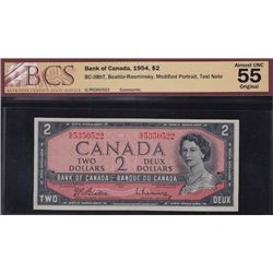 1954 Bank of Canada $2 G/R Test Note