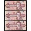 Image 2 : Lot of Three 1986 Bank of Canada $2 Rare Prefix Banknotes