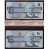 Image 2 : Lot of Two 1986 Bank of Canada $5 Replacement Notes