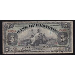 1909 Bank of Hamilton $5