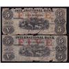 Image 1 : Lot of Two 1858 International Bank $5 Banknotes