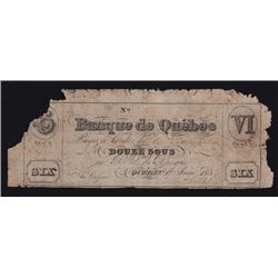 1837 Banque Du Quebec Douze Sous