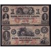 Image 1 : Lot of Two 1859 Bank of Western Canada Banknotes