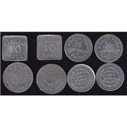 Lot of eight Quebec Tokens