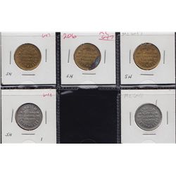Lot of five Tokens