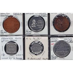 Lot six H. Barnard related tokens.