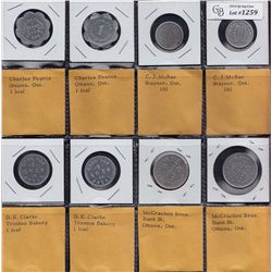 Lot of eight Ontario Tokens