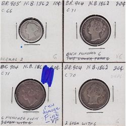 Lot of Four 1862 New Brunswick Coins