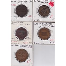 Lot of 5 Lower Canada Tokens