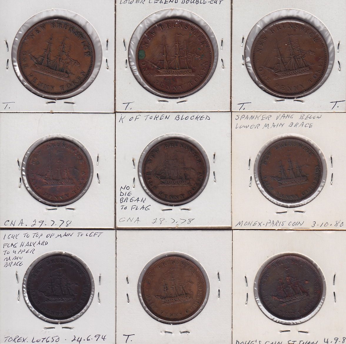 Lot of 9 New Brunswick Tokens - Geoffrey Bell Auctions