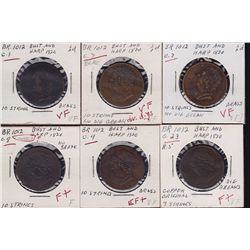 Lot of 6 Bust & Harp Halfpennies