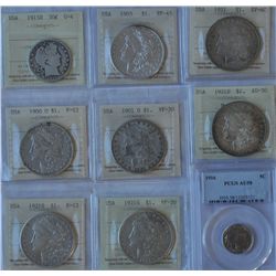 USA, Lot of 9 Graded Coins: