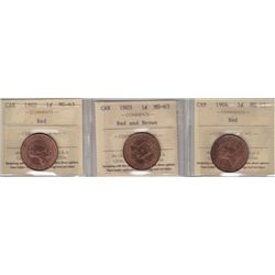 Lot of 3 ICCS Graded One Cents