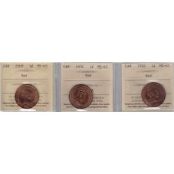 Lot of 3 ICCS Graded One Cents