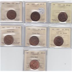 Lot of 7 ICCS Graded One Cents