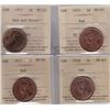 Image 1 : Lot of 4 ICCS Graded One Cents