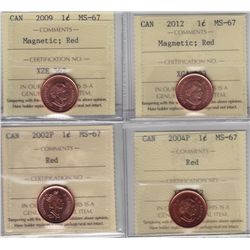 Lot of Four ICCS Graded One Cents