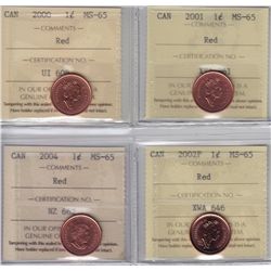 Lot of Four ICCS Graded One Cents