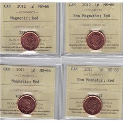 Lot of Four ICCS Graded One Cents