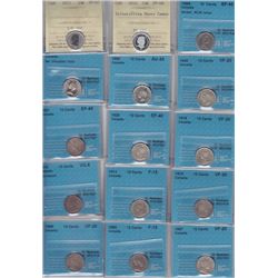 Lot of Twenty One Graded Ten Cent Coins
