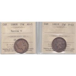 Lot of Two ICCS Graded Twenty Five Cents