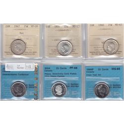 Lot of Six Graded Twenty Five Cents