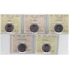 Image 1 : Lot of Five ICCS Graded Twenty Five Cents