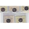 Image 2 : Lot of Five ICCS Graded Twenty Five Cents