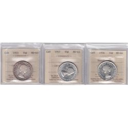 Lot of Three ICCS Graded Fifty Cents